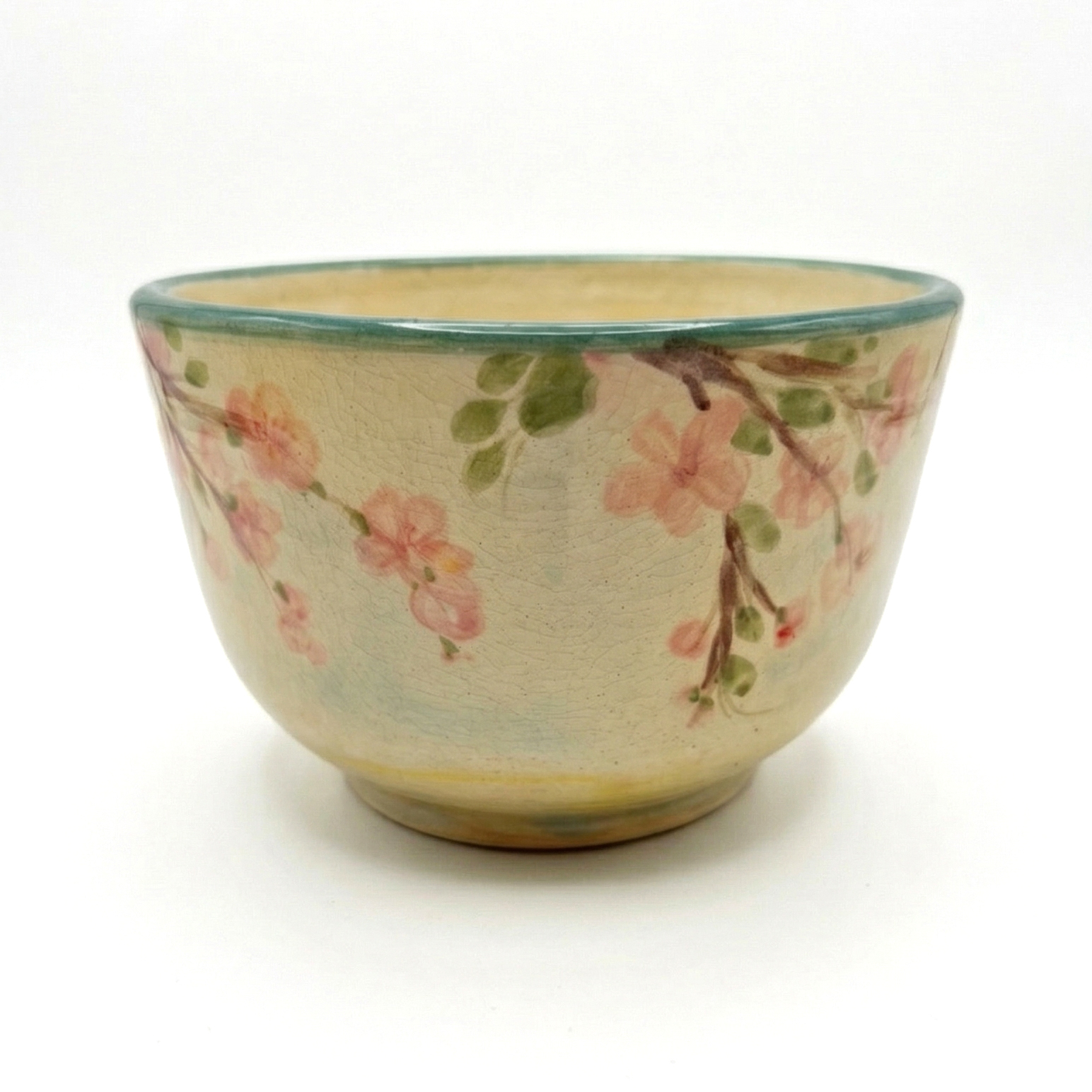 Handmade bowl with pink cherry blossom branches