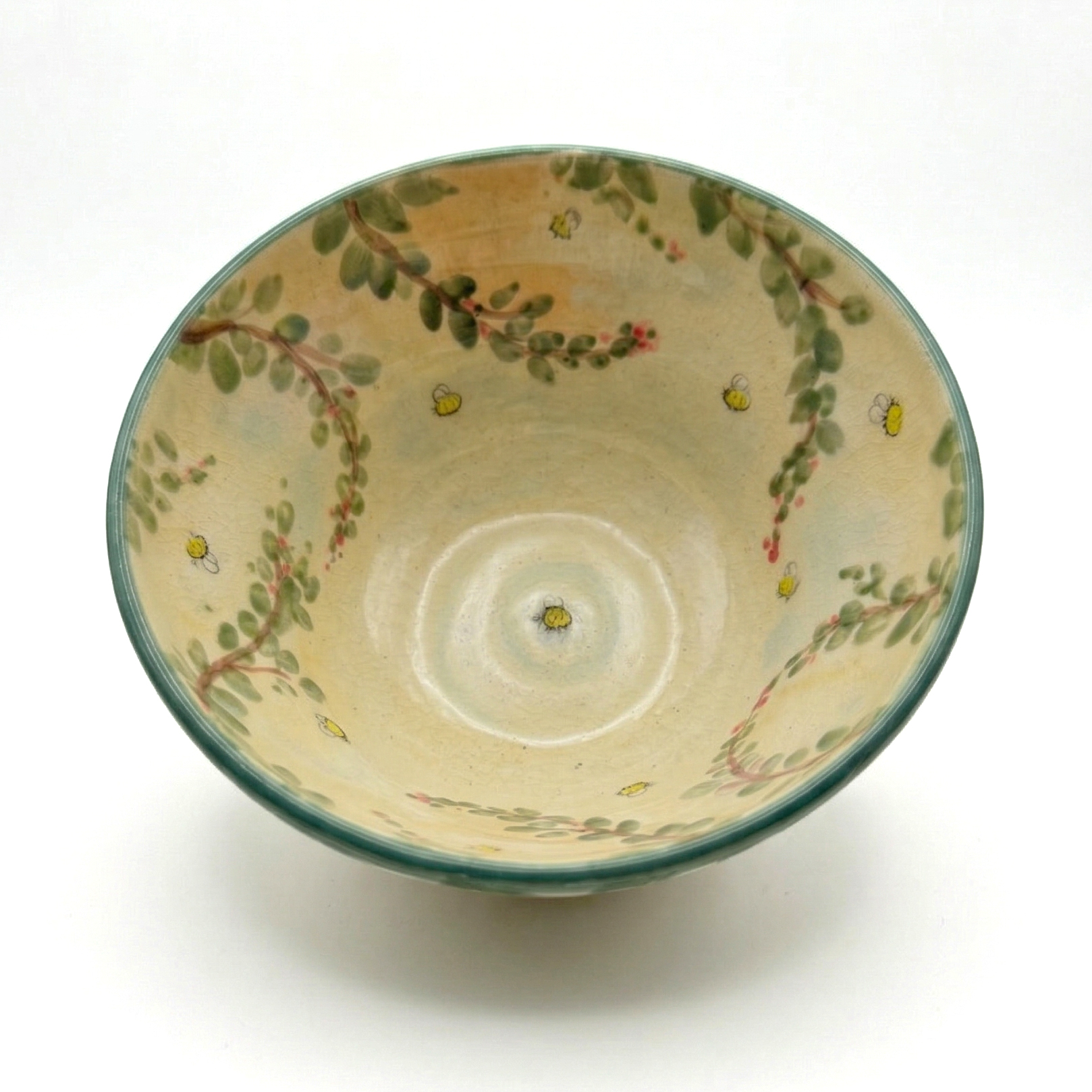 Handmade bowl with trailing garden vines and flowers